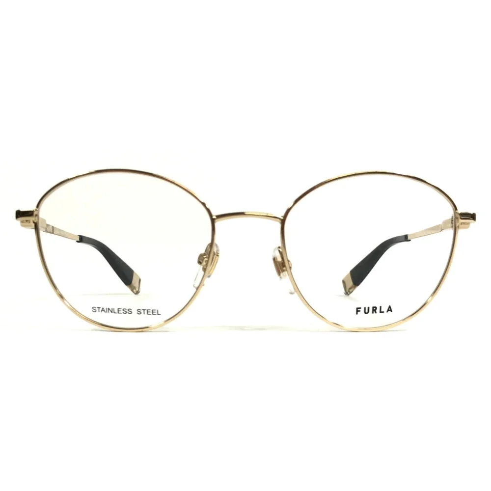 Furla Eyeglasses Frames VFU589S COL.0300 Shiny Gold Crystals Wire Rim 50-19-135